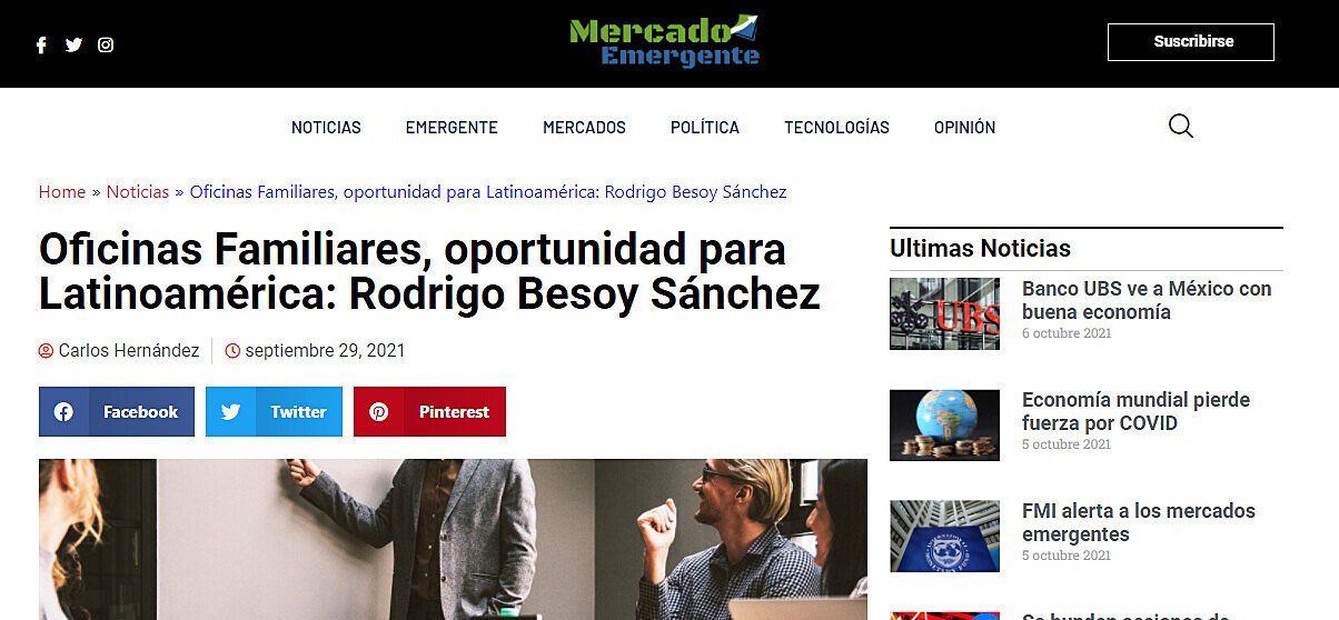 Oficinas Familiares, oportunidad para Latinoamrica: Rodrigo Besoy Snchez